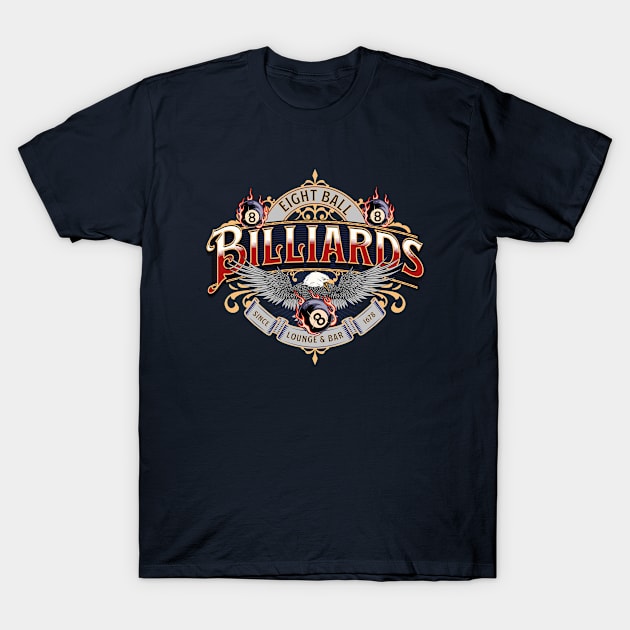 Billiards Eight Ball Game T-Shirt by bert englefield 